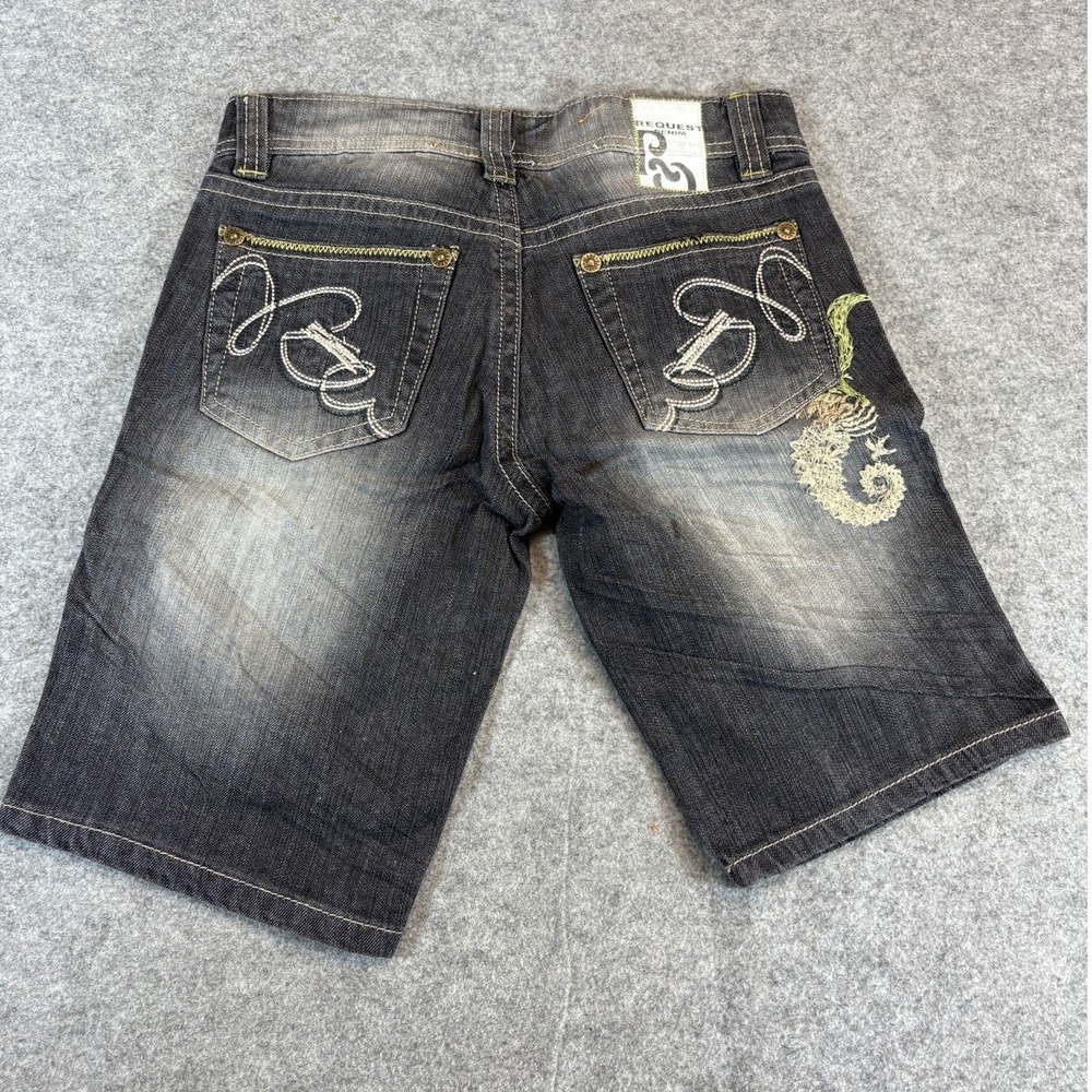 Request Bermuda Shorts Womens 26 Black Denim Stretch Hip Hop Grunge Y2K Cute 90s